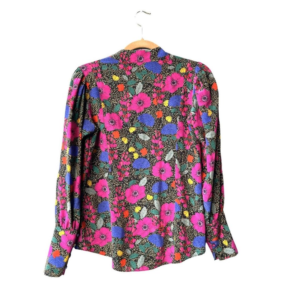 HUNTER BELL Women's Taylor Top Size S Multicolored Floral Vibrant Silk Blouse - Picture 4 of 5